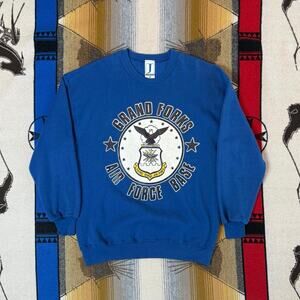 Vintage 90s Grand Forks Air Force Base Crewneck Sweatshirt Size Large Military